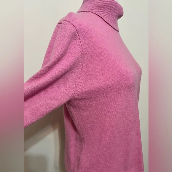 EVIE Cashmere Wool Blend Turtleneck Sweater Pink Large - Picture 13 of 15